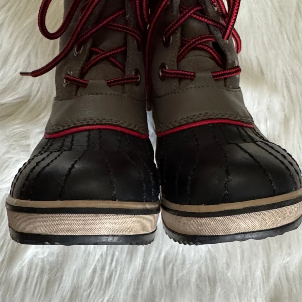 Sorel Big Kids Boys Slimpck Lace Waterproof Winter Snow Gray & Black Boots 4